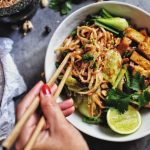 Pad Thai noodles with Tofu and mixed vegetables