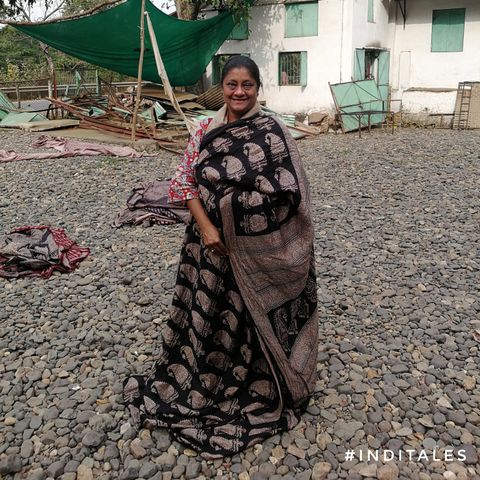 Anuradha Goyal exploring local weave saree at Mandu