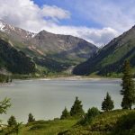 Landscape view of Big Almaty Lake, Kazakhstan