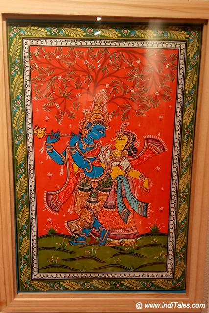 Radha Krishna natural colors miniature painting at Kala Bhoomi