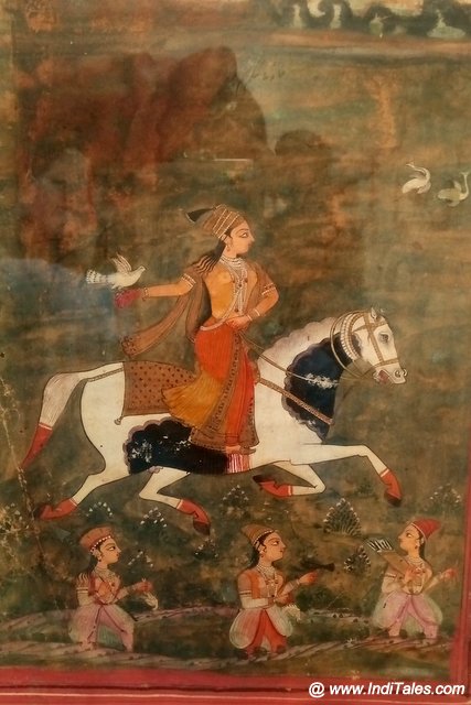 Miniature painting of a Lady riding a horse