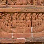 An ancient boat depicted in terracotta at the heritage of Bishnupur, Bengal