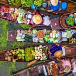 Floating Markets near Bangkok in Thailand