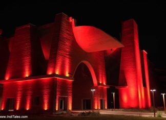 Nalanda University, Rajgir lit up at night