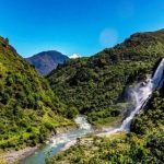 Landscape view of the beautiful Nuranang Waterfall