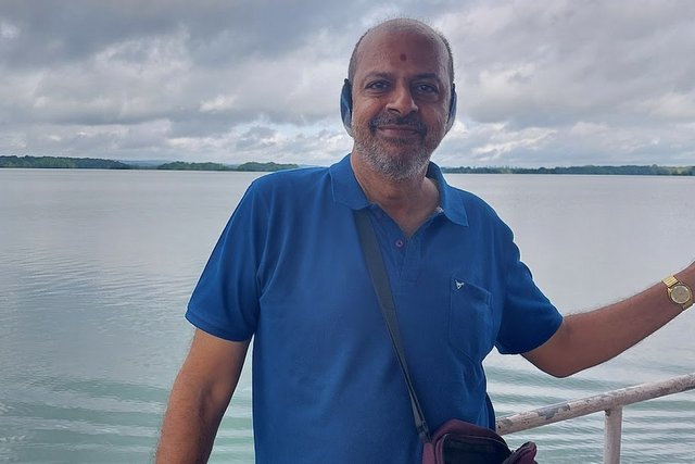 Crossing Sharavati River on a ferry
