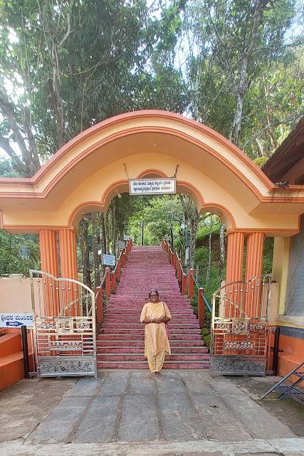 Holy steps to Samadhi Mandir atop a hill in Varadahalli