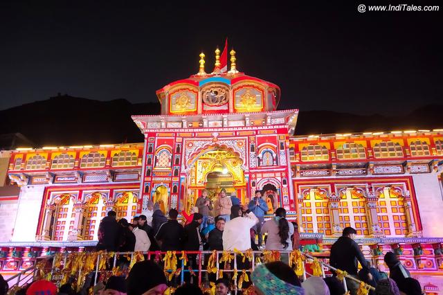 Badrinath Dham lit up in the evening