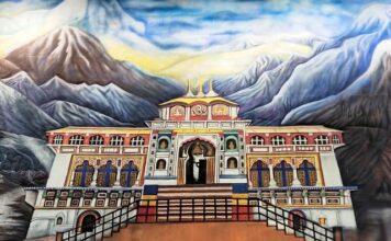 Visiting Badrinath Dham In Garhwal Hills Of Uttarakhand BAdrinath Dham Paintings at Dehradun Airport